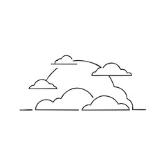 Abstract line art drawing of clouds connected by curved lines against a white background