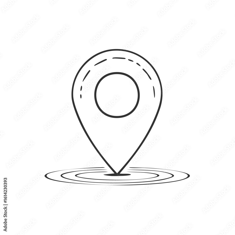 Aufkleber hand drawn location marker icon with circles indicating position, navigation tool with a simple poin