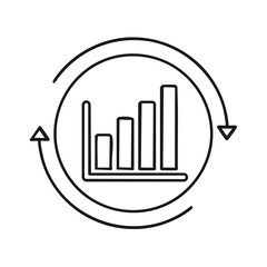 Obraz premium Growing Bar Chart with Circular Arrow Line Icon, Business Growth Cycle