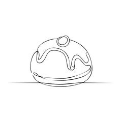 Single Line Drawing: Doughnut with Icing and Topping
