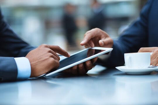 Colleagu Business Colleagues Discussing Strategy Using Digital Tablet