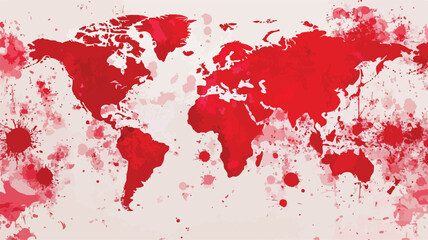 Red Splattered Topography World Map