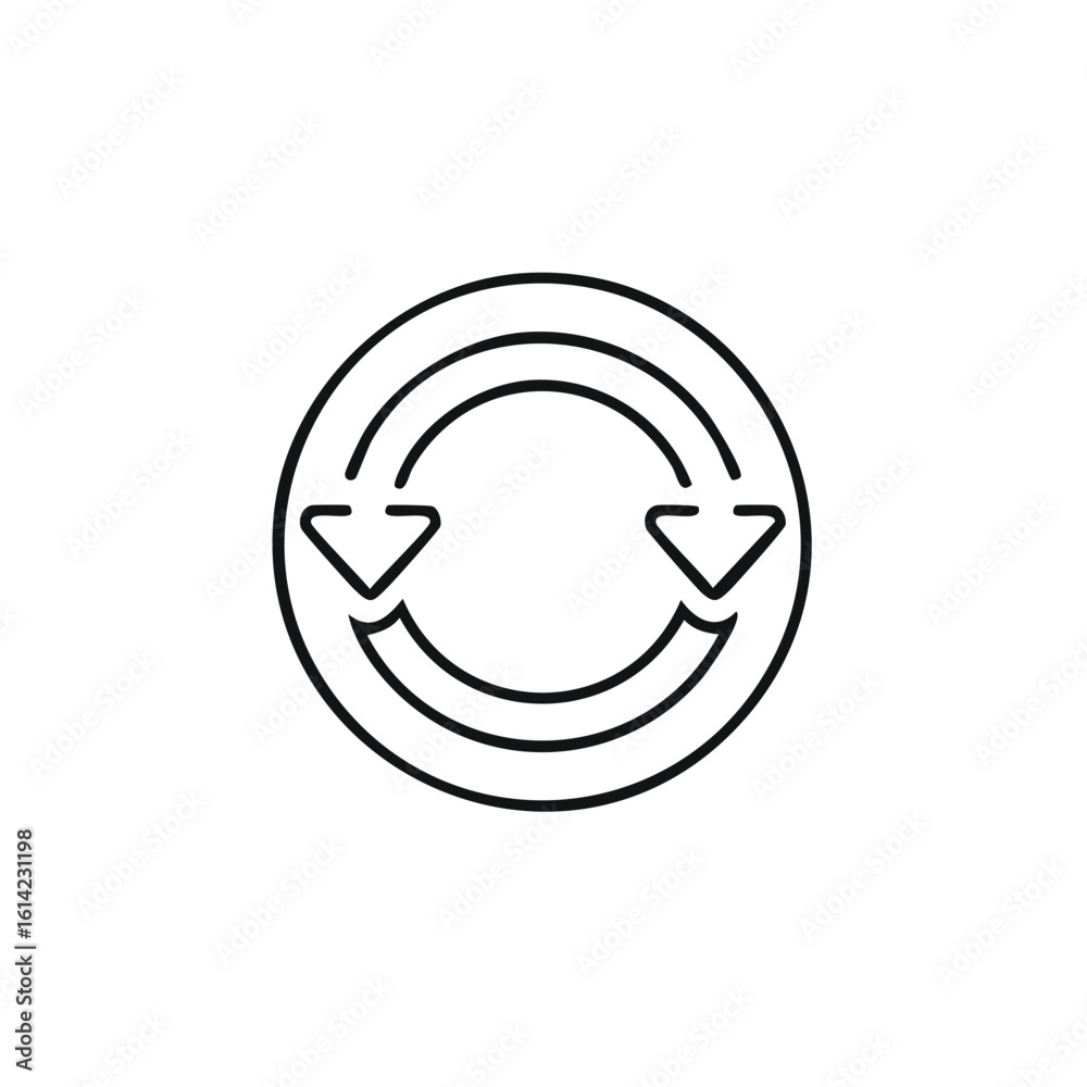 Poster circle arrows line icon depicting refresh repeat reload sync cycle concept