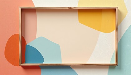Empty Frame Mockup with Colorful Geometric Shapes