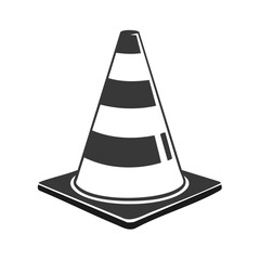 Icon of striped safety cone for construction or road hazard caution symbol or street work warning equipment