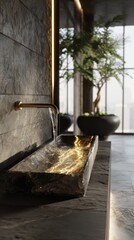 Modern Gold Vessel Sink in Luxury Bathroom