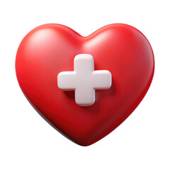 Obraz premium Red heart with white medical cross isolated on transparent background