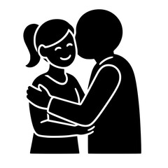 Couple Hugging Isolated Silhouette Icon
