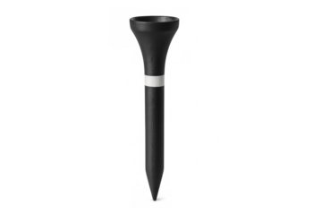 Black golf tee with white stripe isolated on transparent background, ready for perfect golf swing