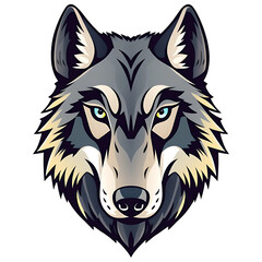 Fototapeta premium Wolf head logo, multicolored and attractive, close-up, transparent background
