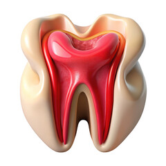 Cross section of a human tooth with pulp isolated on transparent background