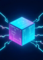 Neon Cube Interface: Data Pulse
