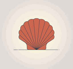 A minimalist design featuring a simple outline of a seashell, capturing beauty and simplicity, representing nature, marine life, and the calmness of the sea.