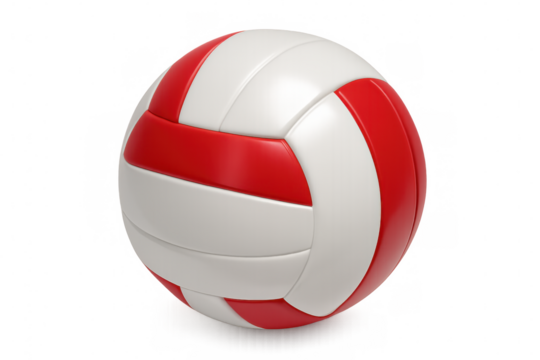 Classic red and white volleyball rotating on transparent background, perfect for sports and recreation visuals