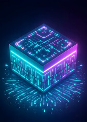 Neon Cube Interface: Data Pulse