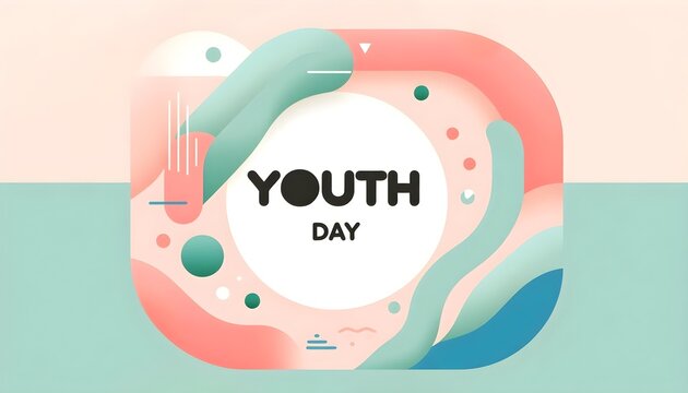 Youth Day illustration featuring colorful soft shapes, dots, and modern text layout