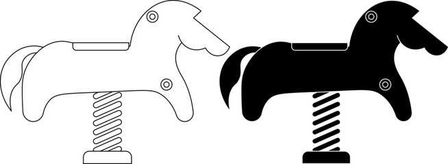 spring rider or spring rocker icon set