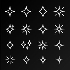 Sparkle Icons Set on Black