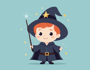 Cartoon Wizard Casting a Magic Spell – Cute Fantasy Character