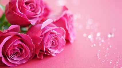 Fototapeta premium Elegant pink roses with soft bokeh background for romance