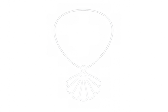 Delicate white seashell pendant hanging on fine chain, symbolizing maritime elegance against transparent backdrop - Powered by Adobe