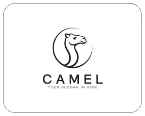 This image features a sleek and modern logo design of a camel, ideal for branding, representing elegance and trust in a professional context with a unique artistic style.