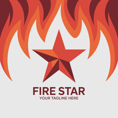 A dramatic star logo surrounded by flames, perfect for businesses related to fire or energy. Ideal for branding to convey power, strength, and high energy.