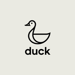 A simple yet charming logo illustration of a duck, ideal for branding within playful, family-friendly, or nature-inspired businesses, merging fun with a clean aesthetic.