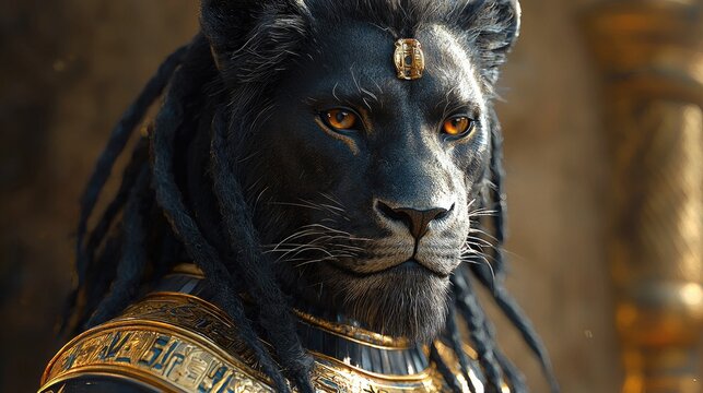 Dark lion god, intricate details