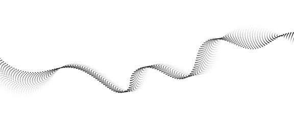 Flowing Dot Wave halftone gradient pattern on transparent background