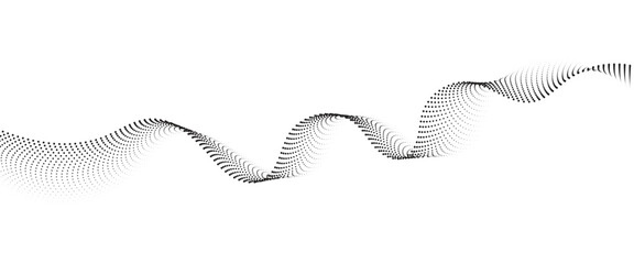 Flowing Dot Wave halftone gradient pattern on transparent background