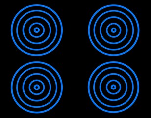 Four concentric circles in a grid pattern