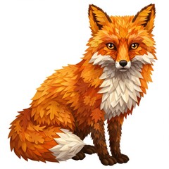 Obraz premium Orange Fox Composed of Autumn Leaves Illustration