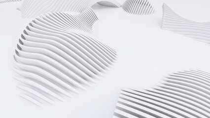 Abstract Curved Shapes. White Circular Background.
