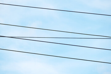High voltage overhead electric wire as background
