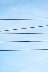 High voltage overhead electric wire as background