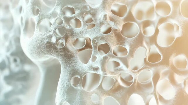 Microscopic view of spongy bone structure showing trabeculae and pores
