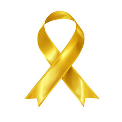 Yellow ribbon isolated on transparent background