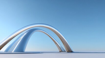 3d illustration of abstract minimal architecture background, geometric architectural with chrome or metallic arch design. High quality