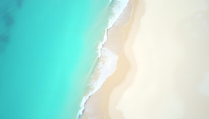 Turquoise Ocean Waves Gently Kissing Sandy Beach.