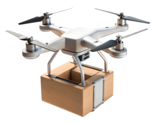 Delivery Drone Carrying a Package Through the Air