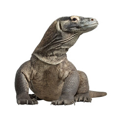 Obraz premium Png of A close-up of a Komodo dragon, showcasing its textured skin and vibrant eyes, exuding a sense of strength and majesty.