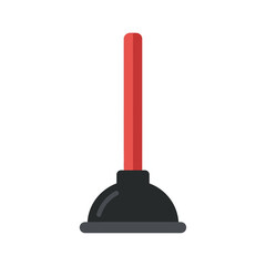 Red handled black rubber plunger tool isolated on white background.