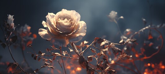a light flower , coming out of the smoke ,, Generative AI