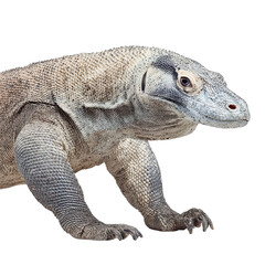 Obraz premium Png of Close-up of a Komodo dragon showcasing its detailed scales and fierce expression.