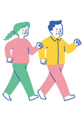 Senior couple walking for health_Color