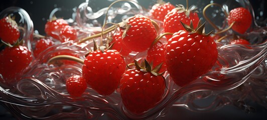 strowberry Wireframe, highly detailed, cinematic lighting, Generative AI