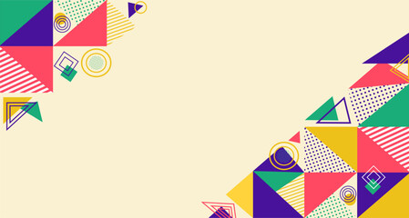 Retro geometry banner design, concept vector illustration isolated on pastel background