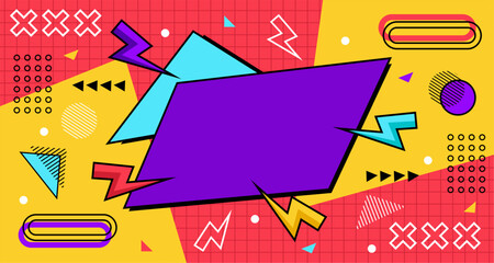 Colorful abstract geometric pattern with memphis shapes