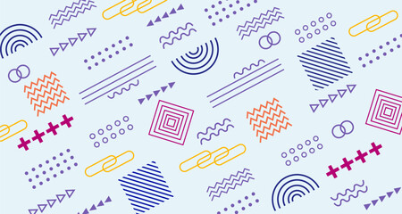Memphis geometric shapes flat design background